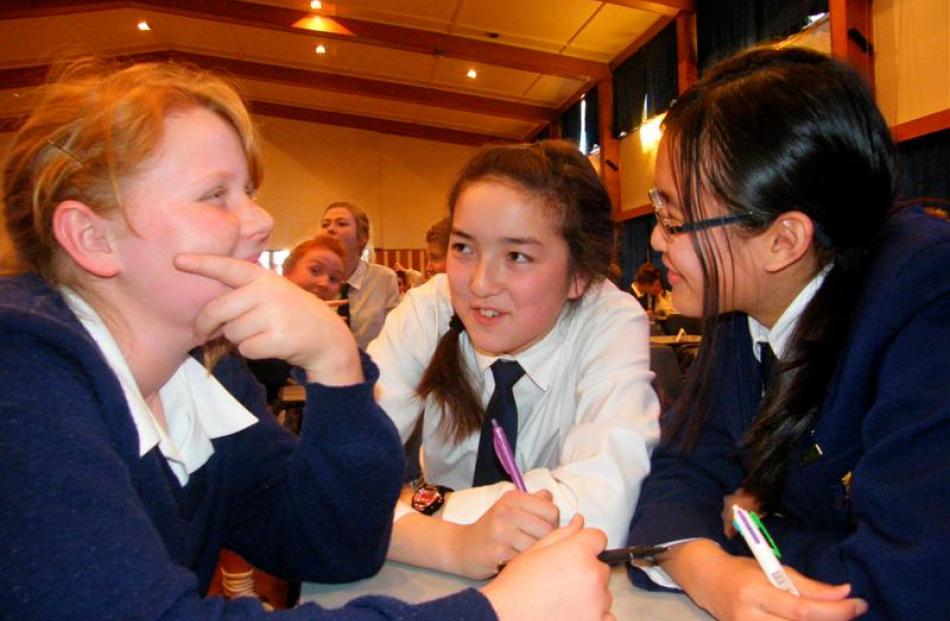 Relishing the tough questions is the Timaru Girls' High School team of (from left) Bridget...