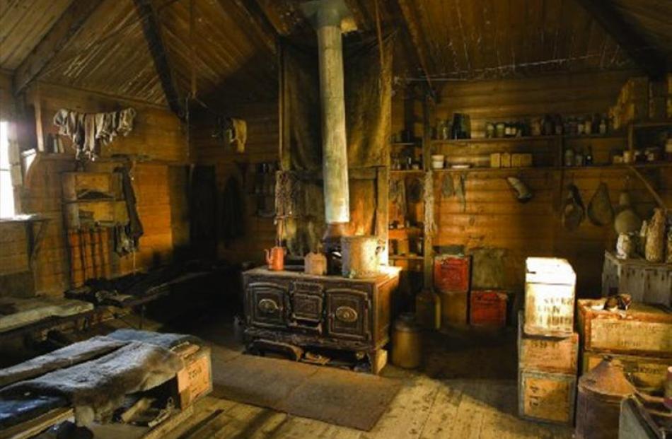 The well-preserved interior of Shackleton's hut in 2006. Photo by Nigel McCall, of the Antarctic...