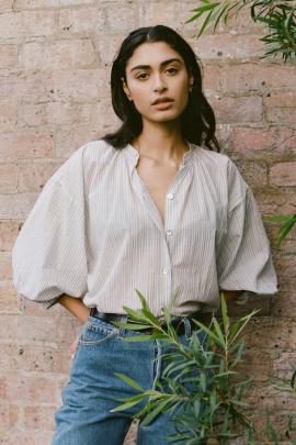A cropped puff sleeve creates spacious ease to this Mahsa Everyday Blouse found at Company of...