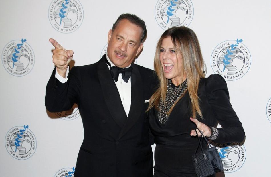 Actor Tom Hanks and his wife Rita Wilson arrive for the Elie Wiesel Foundation for Humanity...