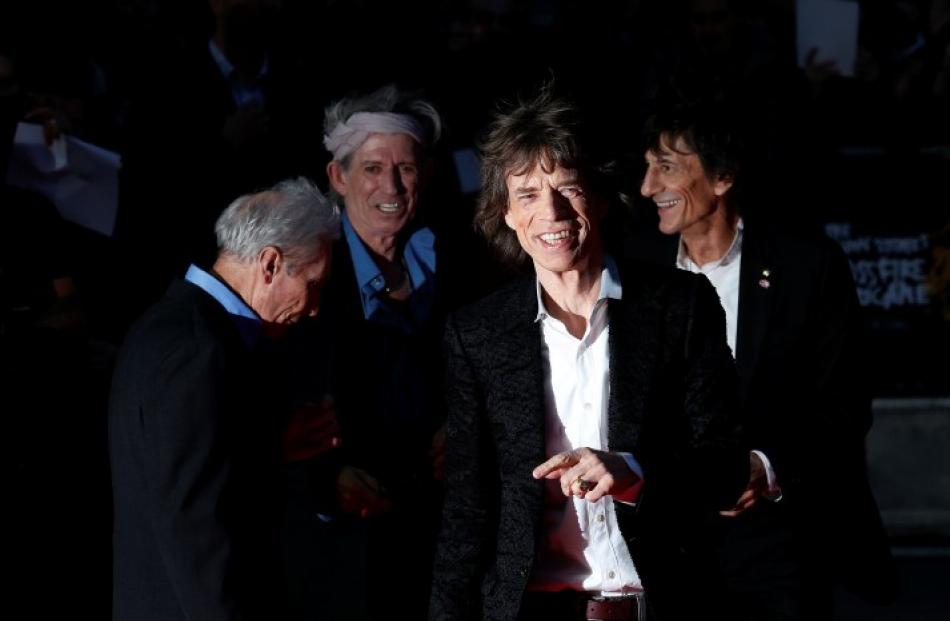 The Rolling Stones (L-R) Charlie Watts, Keith Richards, Mick Jagger and Ronnie Wood arrive for...