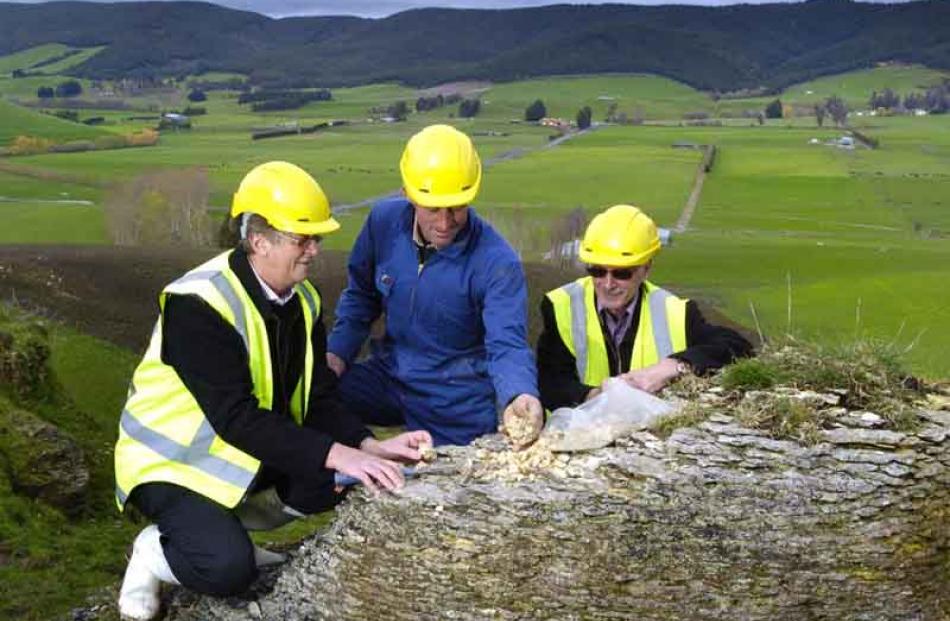 Rodney Green, CEO Ravensdown Fertiliser, Tony McDonnell, farmer at Clarendon, Bill McLeod...