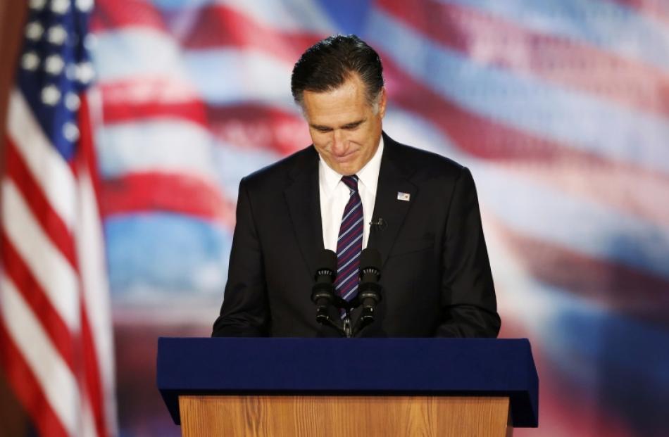 Republican presidential nominee Mitt Romney delivers his concession speech during his election...