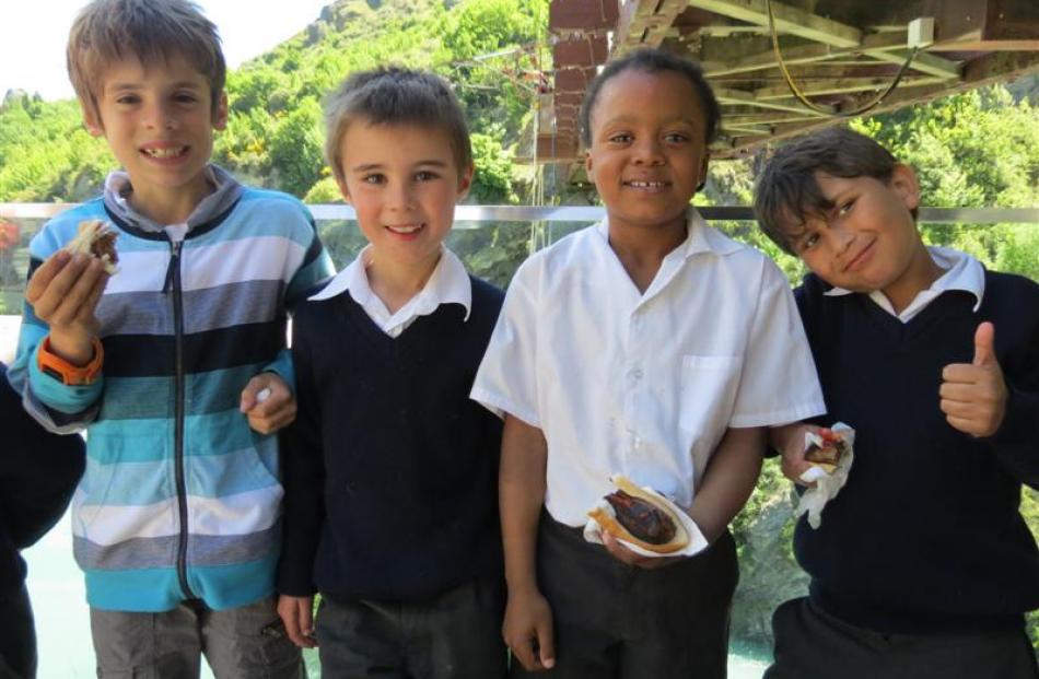 KingsView School pupils (from left) Sebastian Schneider (10), Tobin Roebeck (6), Damien Miler (8)...