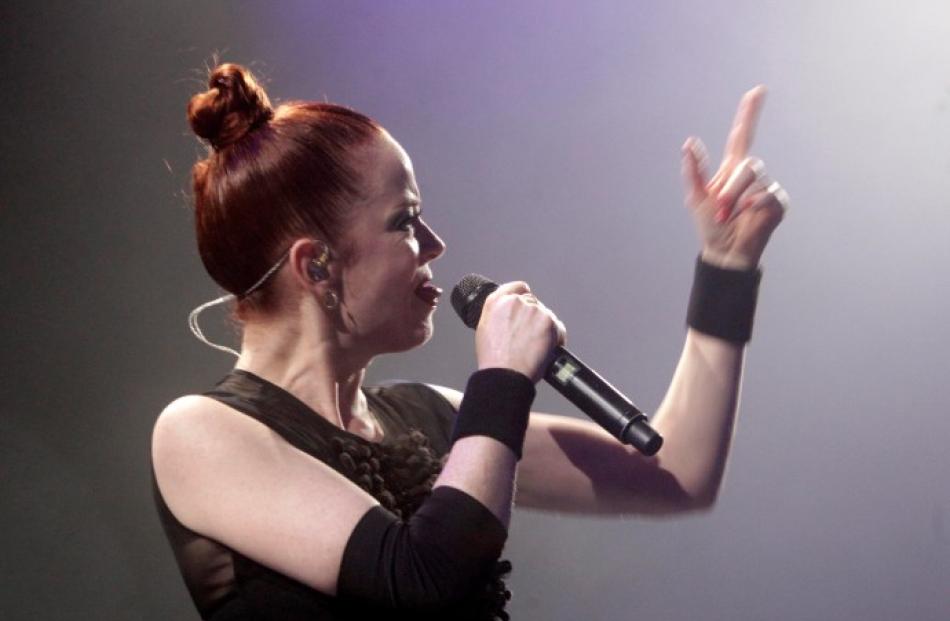 Shirley Manson of US band Garbage performs during the band's concert in Riga, Latvia. REUTERS...