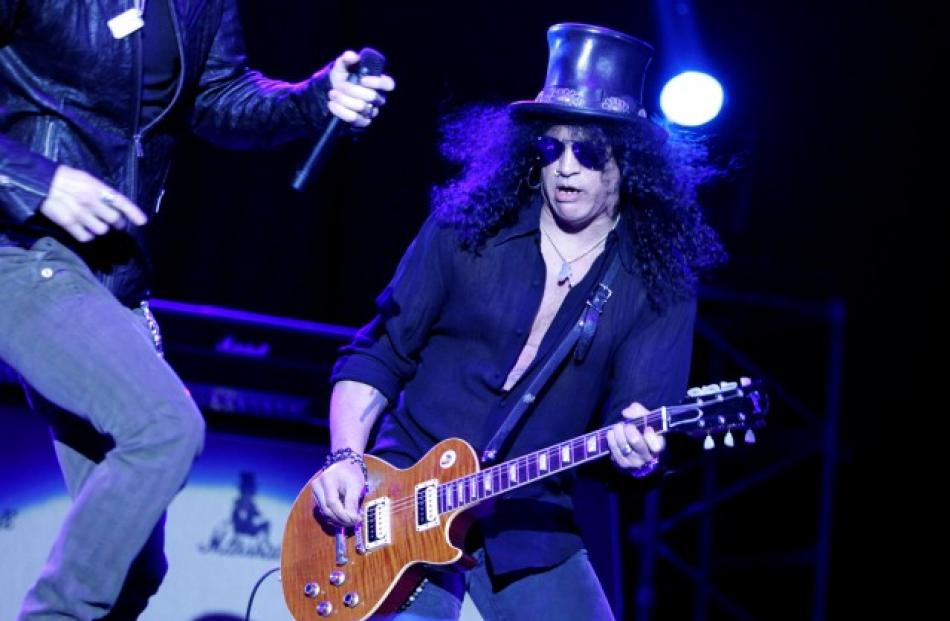 US musician Slash performs at Montevideo's summer theatre. REUTERS/Andres Stapff
