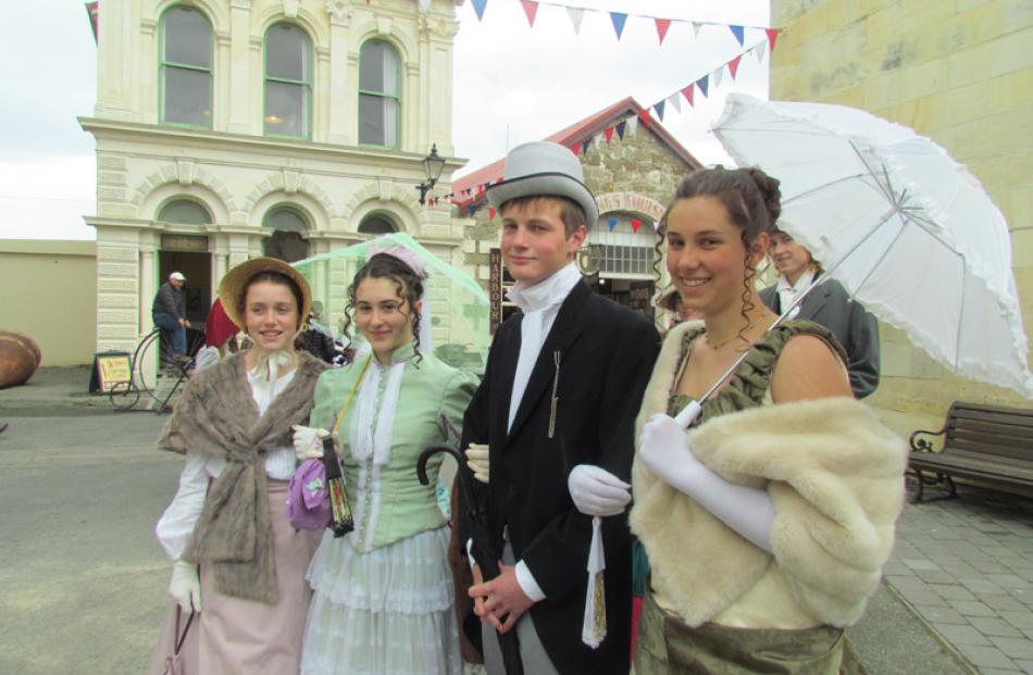 Azaria Peach (12) from Rangiora, left, with Tiffany Henry (14), Daniel Barkley (17) and Jasmin...