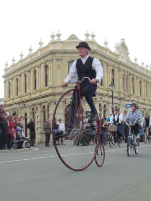 One of many penny farthing bicycles that were seen riding around Oamaru.