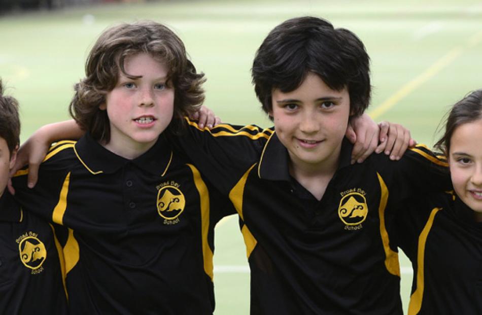 James More (7), Jago Armstrong (8) Kapua Thornicroft (9) and Kya Thornicroft (7) all of Broad Bay...