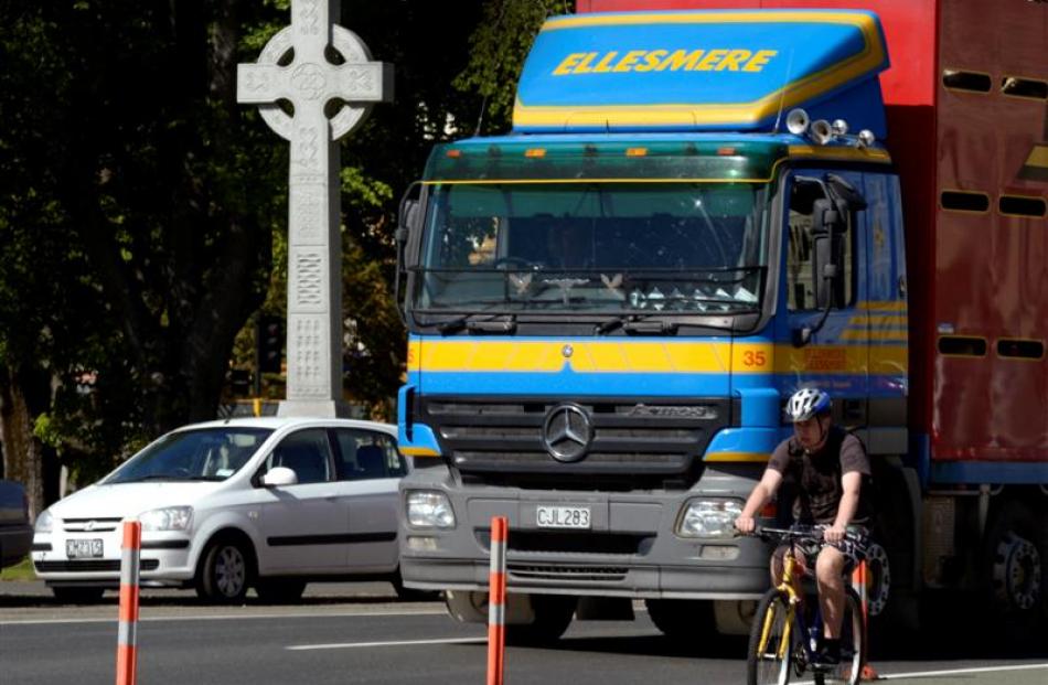 Bollards provide definition between the road and cycle lane at the intersection of State Highway...