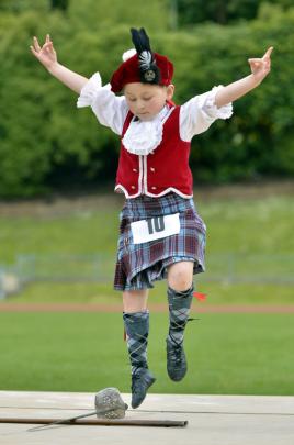 Ella Richardson competes in the Under-eight Sword Dance.