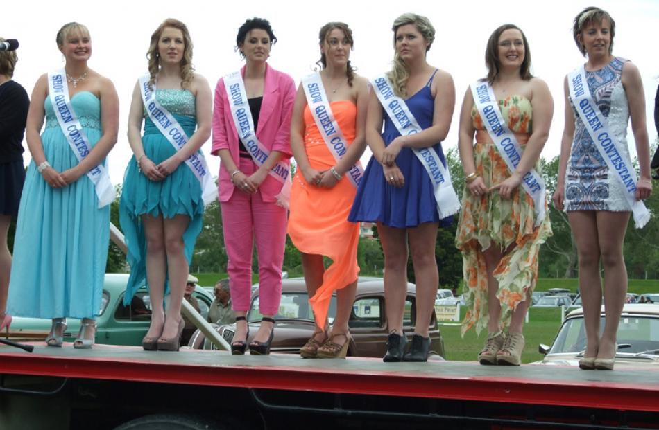 From left: Show queen contestants Kristina May (19), Nicole Hay (18), Rachel Dick (19), Kristin...