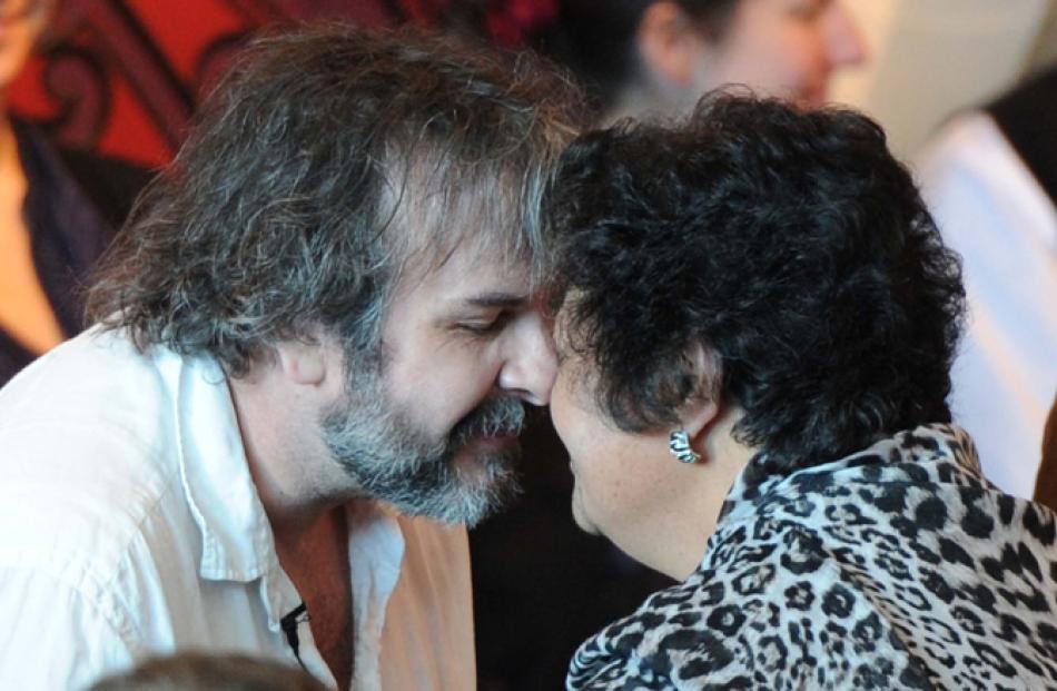 Director Peter Jackson at a maori welcome at Te Papa