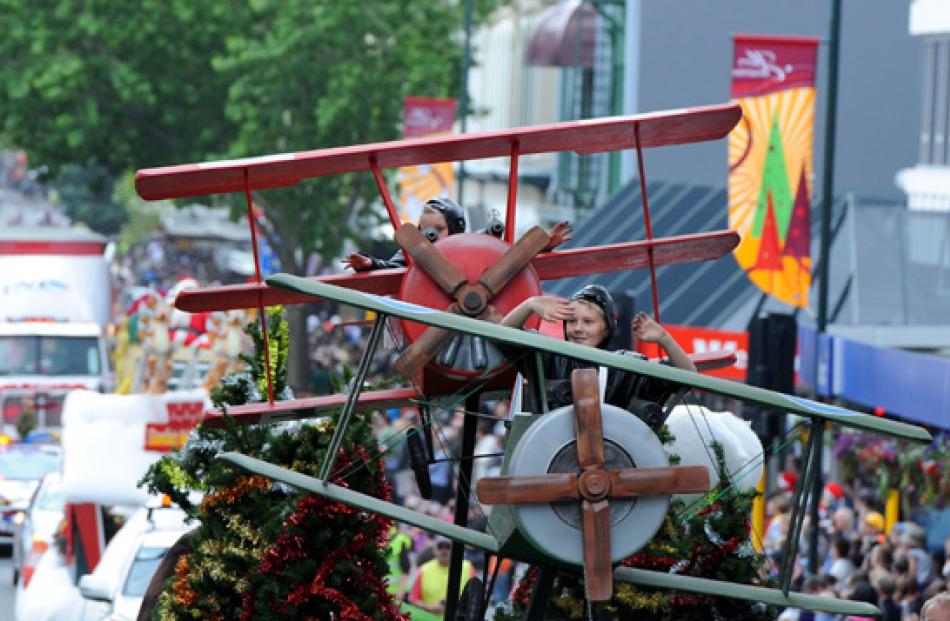 The Dunedin parade floats travel down George St on Sunday.