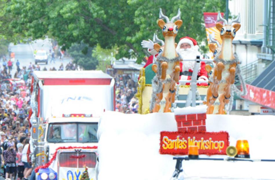 The Dunedin parade floats travel down George St on Sunday.