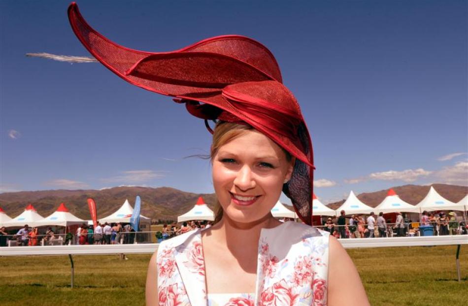 Maria Wright, of Dunsandel, sporting  a hat she made herself,  won the fashion in the field...