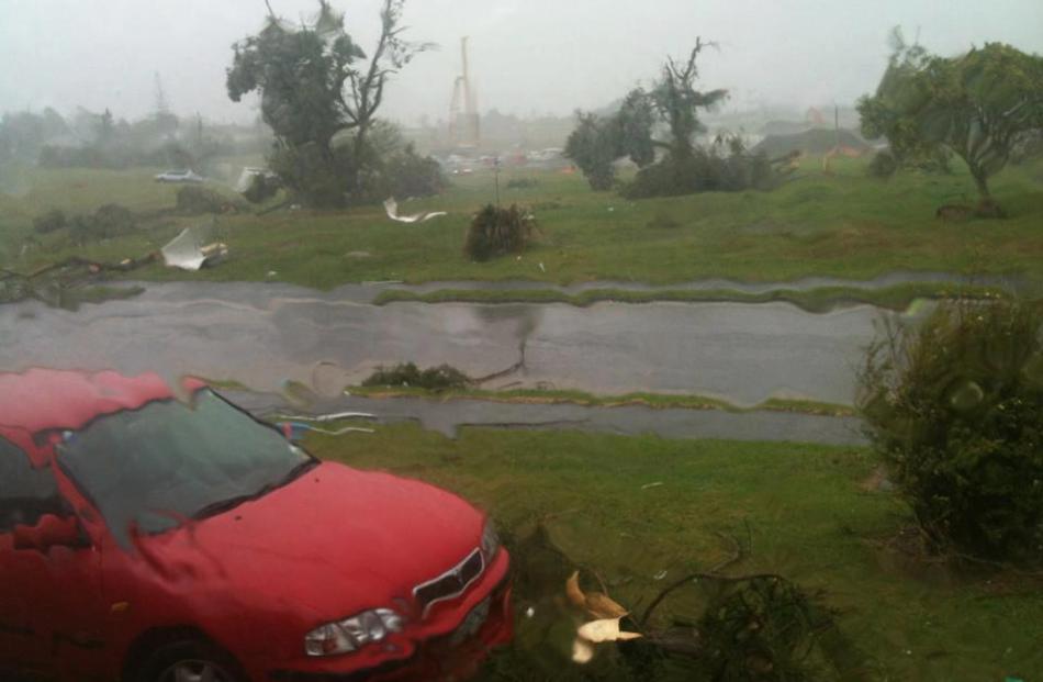 Damage seen in Hobsonville after a tornado hit Auckland today. Photo: Chelsea Armitage