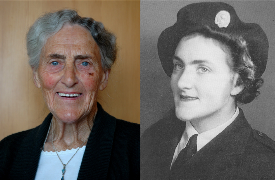 Sadie Leitze now and in 1942, when she joined the New Zealand Women's Land Service. Photo by...