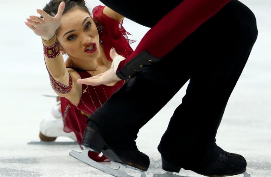 Vera Bazarova and Yuri Larionov of Russia perform during the pairs free skating competition at...
