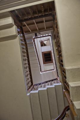 The hanging staircase in the college was a considerable technical feat for the time.
