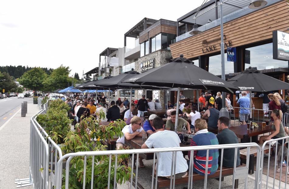 People were flocking to bars in Wanaka through the afternoon. Photo: Gregor Richardson 