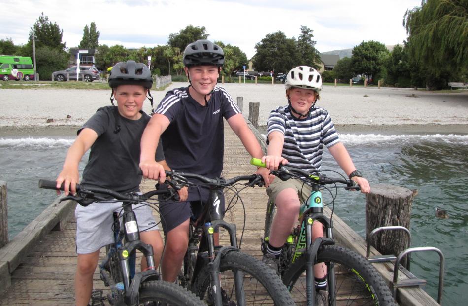 On the Wanaka jetty on New Year's Eve were (from left) Nate Davis, Elliot Wilson, and Ben Perkins all aged 13, of Gore. PHOTO: MARJORIE COOK