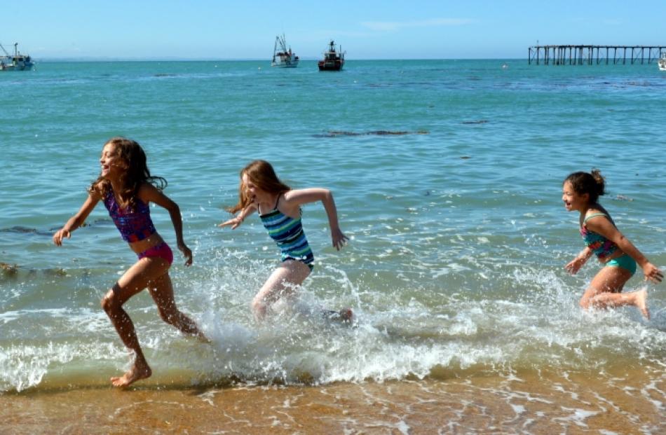 Catch me if you can ... Cousins (from left) Ciara Kennedy (10), of Sydney, Hannah Bond (10), of...