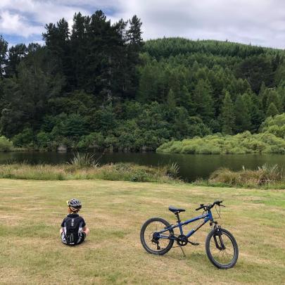 Bryn Carter (6) at Greys Dam, Gabriels Gully, Lawrence, after biking up there with his mum on...