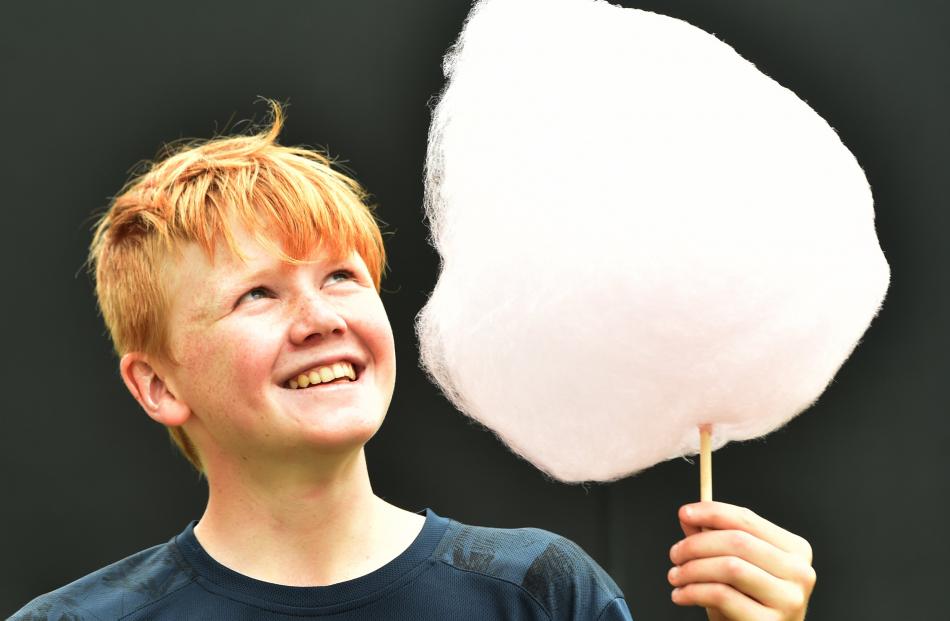 Rye Jeffery (12), of Roxburgh, admires his candyfloss before eating it.