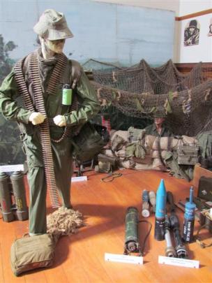 Part of Mr Dempster's large collection is used to re-create a war zone at the Waimate Historical...