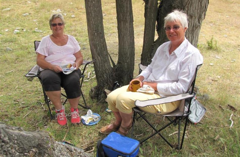 Enjoying a picnic lunch near the campsite are  Clarissa Bochel (left), of Bendigo,  and Barbara...