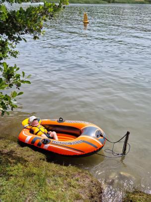 George Williams (21 months) takes a nap at the inlet at Bannockburn on New Year's Day. PHOTO:...