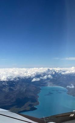 Aoraki/Mt Cook and Lake Pukaki seen from a passing plane on December 30. PHOTO: CALLUM MUIR