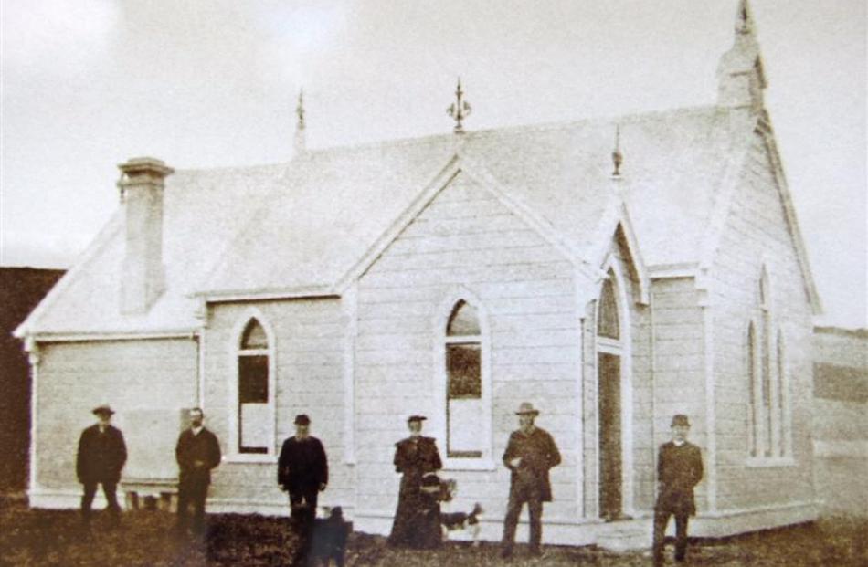 The Wangaloa Presbyterian Church, pictured soon after it was built in 1894. Note the adornments...