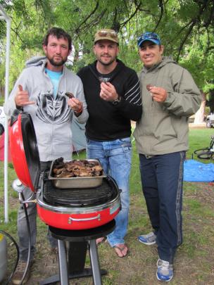 At the Lake Hawea Camping Ground, (from left) Brett Jenkinson, of Dunedin, Ben Baxter, of Dunedin...