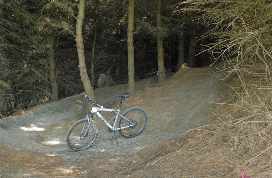 The winding trail  leading down into the Spooky Forest on the Forrester Park MTB trail is a fun...