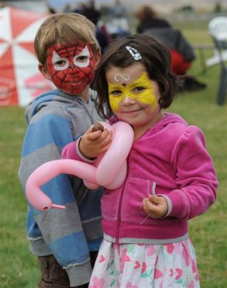 Monty (5) and Molly (3) Brown, of Wanaka, with painted faces.