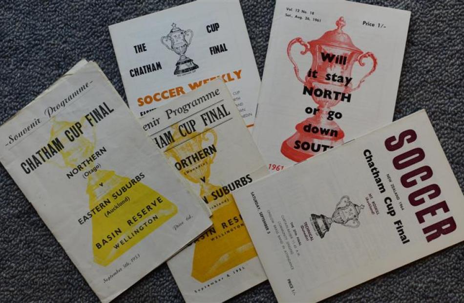 Various Chatham Cup Final programmes and flyers from the 1950s and 1960s.