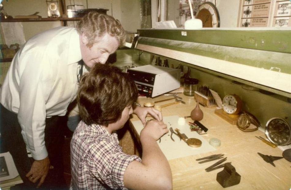 Keith Weatherall shows a young Brent the tricks of the trade in the workshop of Weatherall's...