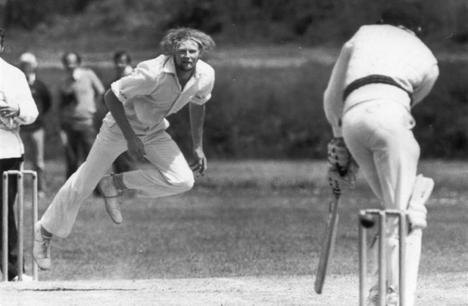 Murray Webb slips a delivery down leg during an Otago trial in 1980. Photo from ODT files.