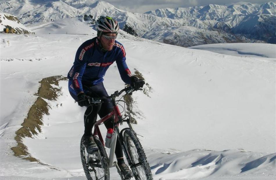 Competing in the demonstration sport of winter triathlon at the Winter Games at the Snow  Farm in...