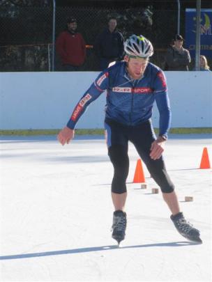 Gavin Mason nears the end of the Alexander Winter Ice Triathlon he won in 2010. Photo by Colin...