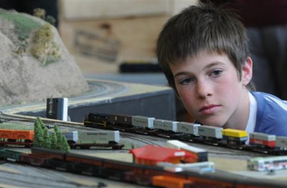 Thomas Kissell (12), of Timaru, takes a closer look.