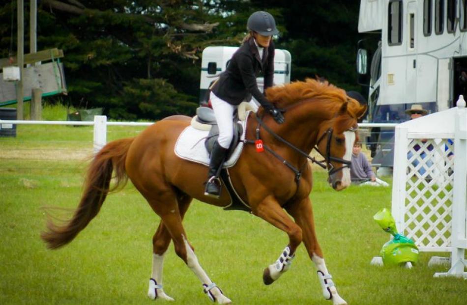 Claudia Hay, of Dunedin, and Euro Sport Heartbreaker  in winning form in the grand prix class at...