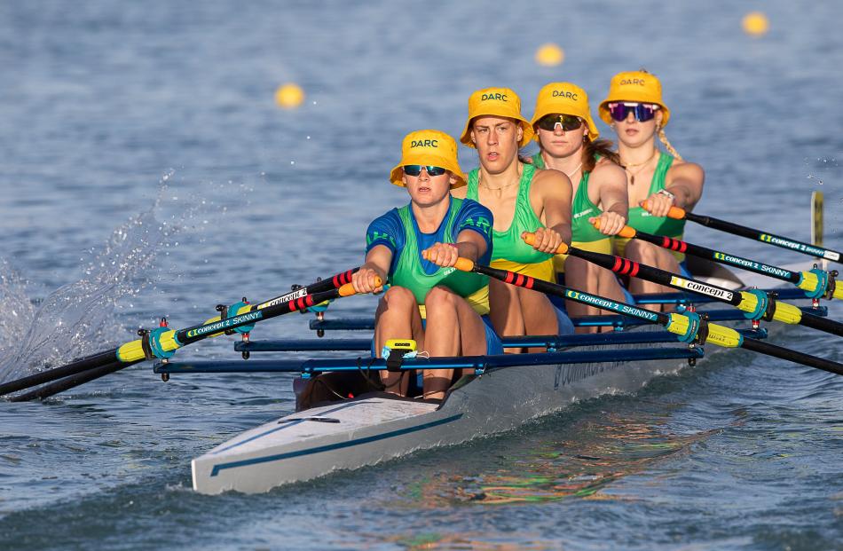 Dunstan Arm rowers (from front) Sophie Smith, MacKenzie Ealson, Pipi Horan and Ella Price compete...
