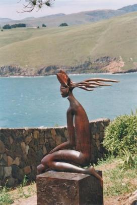 The first Ravenscar House with Paul Dibble's The Long Wait looking out over the Pacific. Photo:...
