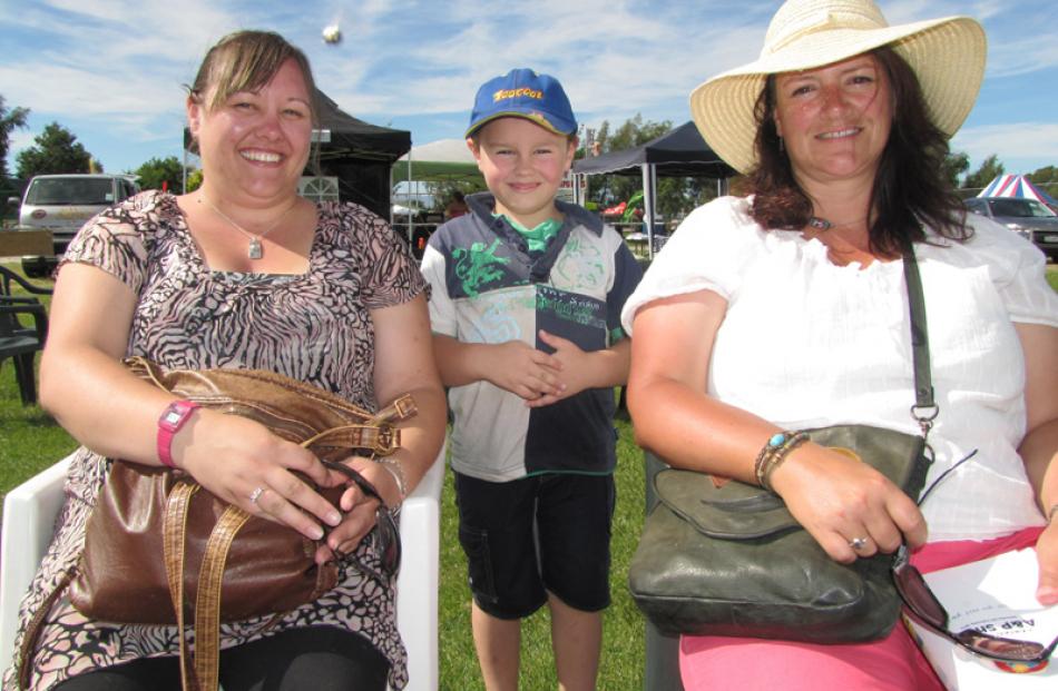 Kelly Bachop and Jayden Binnie (6), both of Clyde, with Heather Bachop of Alexandra.