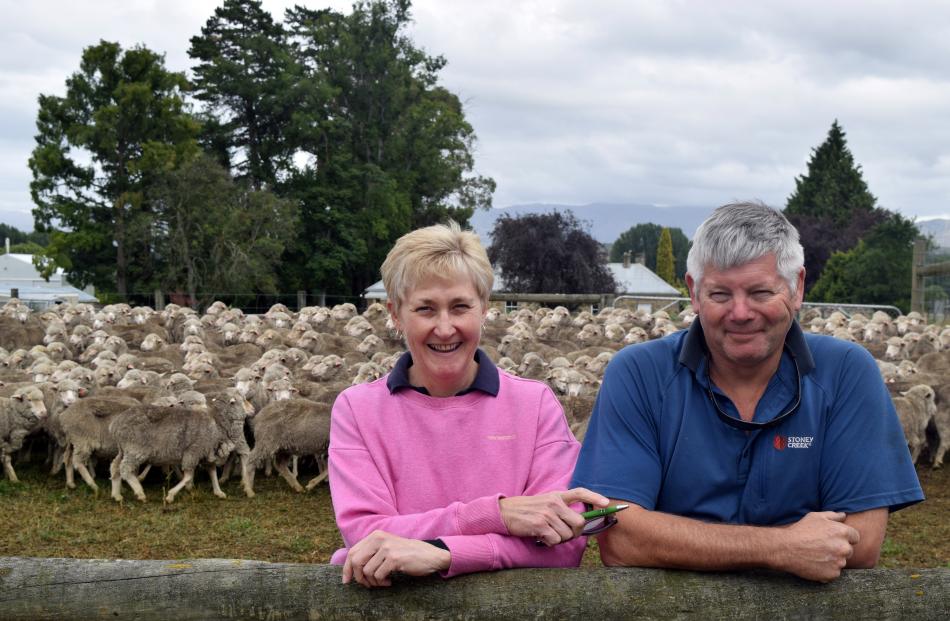 Galloway Station owners Jo Belt and Andrew Preston at their annual on-farm merino sheep sale....