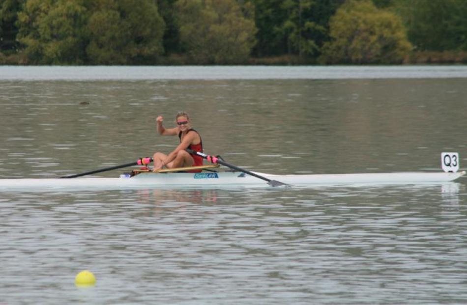 Lucy Strack (North End) after winning the women's open light weight single sculls.