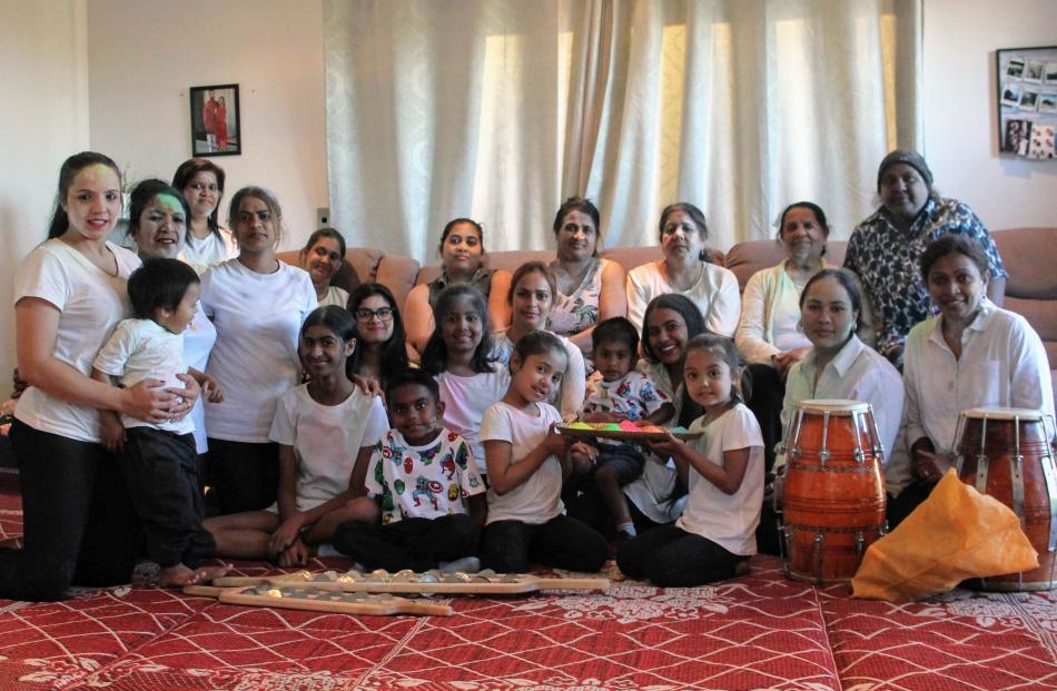Women and children from the Fijian-Indian community of Southland gather for Holi celebrations in...